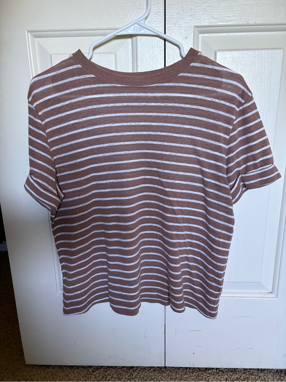 a new day Brown and White Striped Short-Sleeve Crewneck Tee